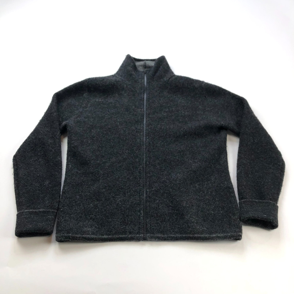 Paraphrase Small Wool Women's Full Zip Mock Neck Sweater Cuffed Sleeve Gray MINT